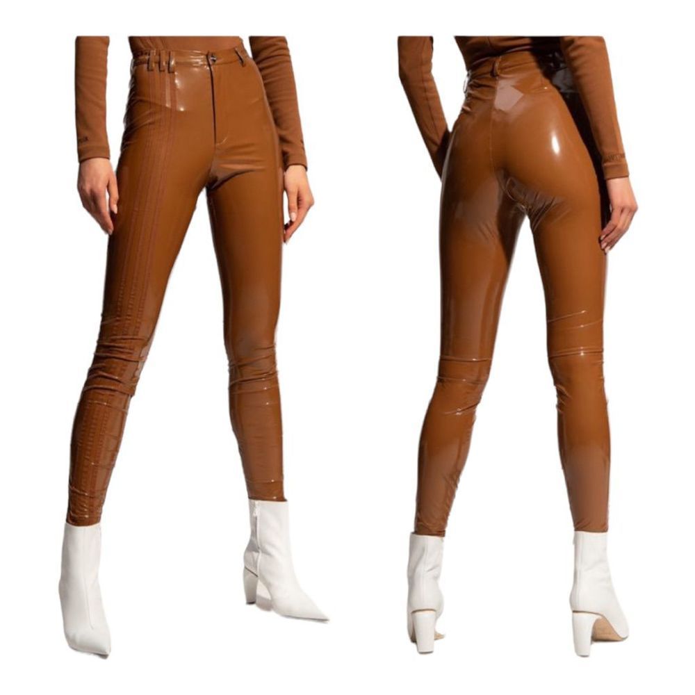 adidas x IVY PARK women’s Glossy High Waist latex Pants in Wild Brown in XS